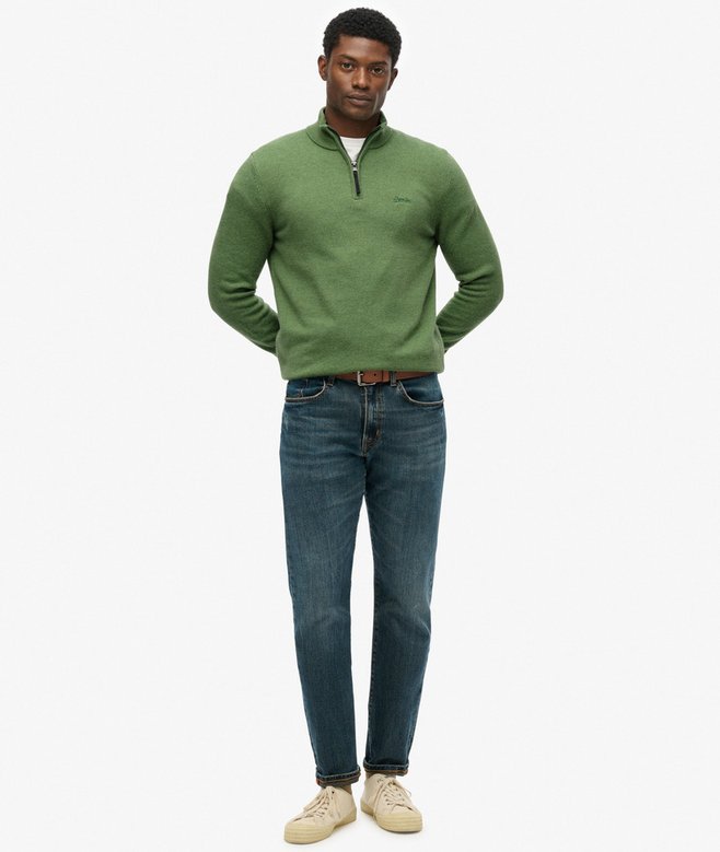 Superdry Wool Blend Half Zip Jumper Artichoke Green Marl