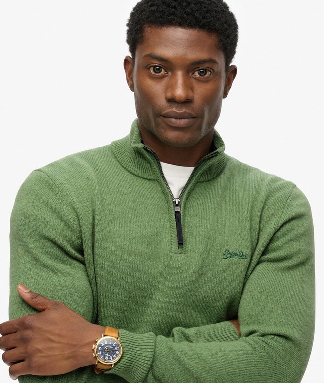 Superdry Wool Blend Half Zip Jumper Artichoke Green Marl