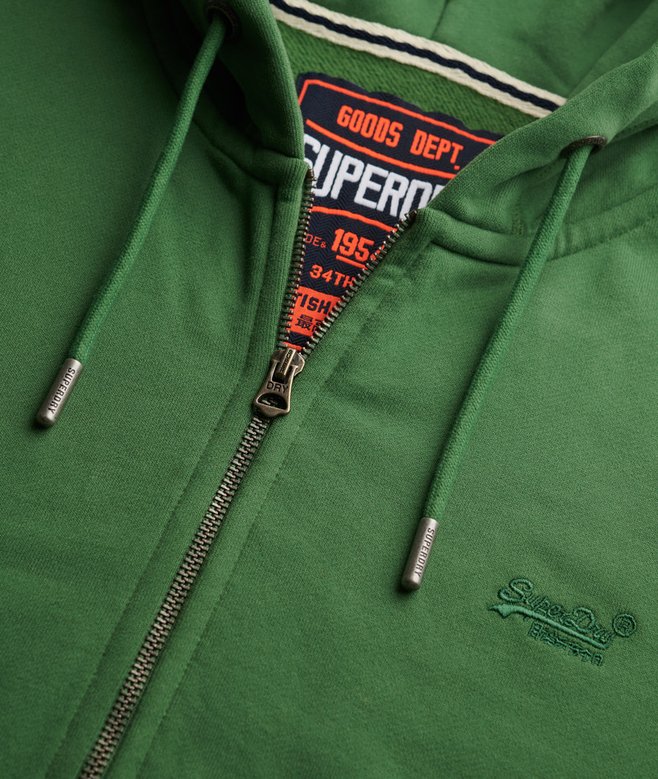 Superdry Essential Logo Half Brushed Zip Hoodie Artichoke Green