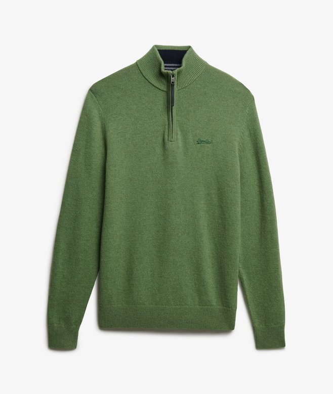 Superdry Wool Blend Half Zip Jumper Artichoke Green Marl