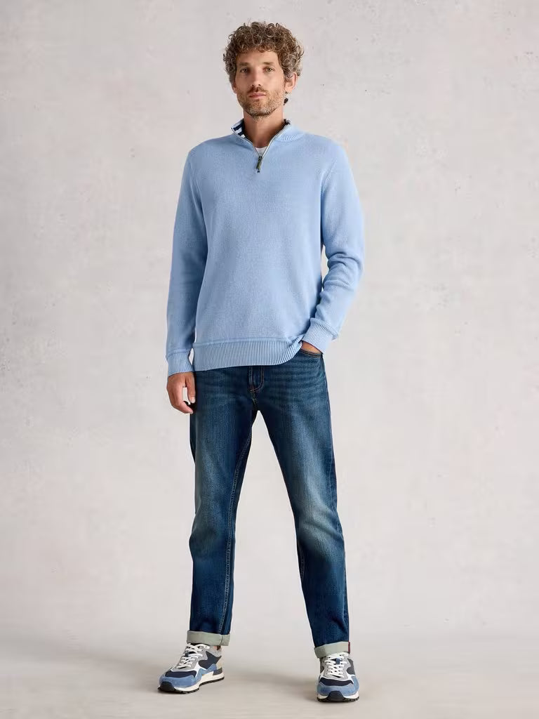 White Stuff Attadale Funnel Neck Long Sleeve Jumper Light Blue