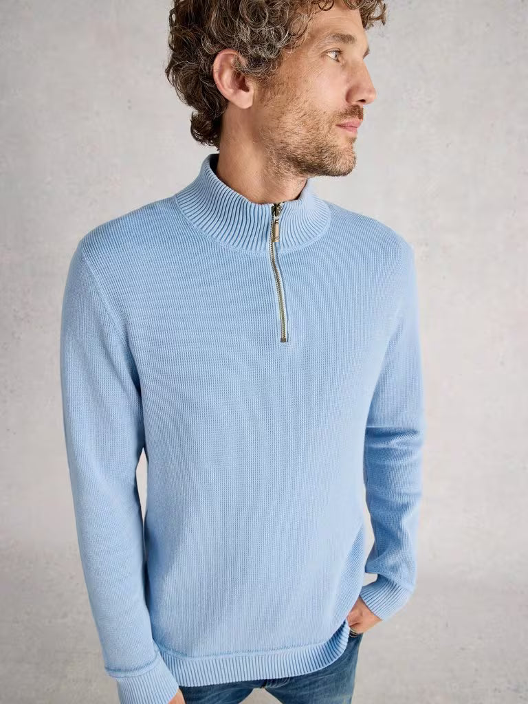 White Stuff Attadale Funnel Neck Long Sleeve Jumper Light Blue