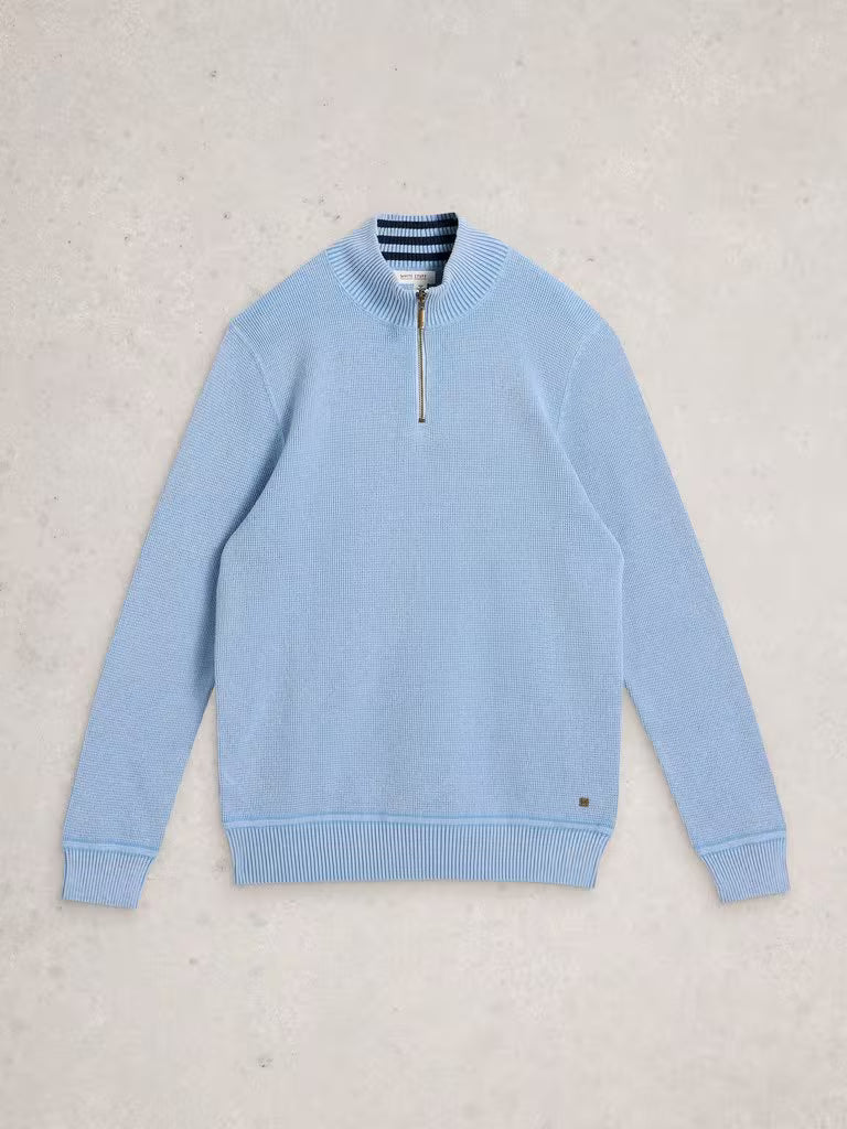 White Stuff Attadale Funnel Neck Long Sleeve Jumper Light Blue