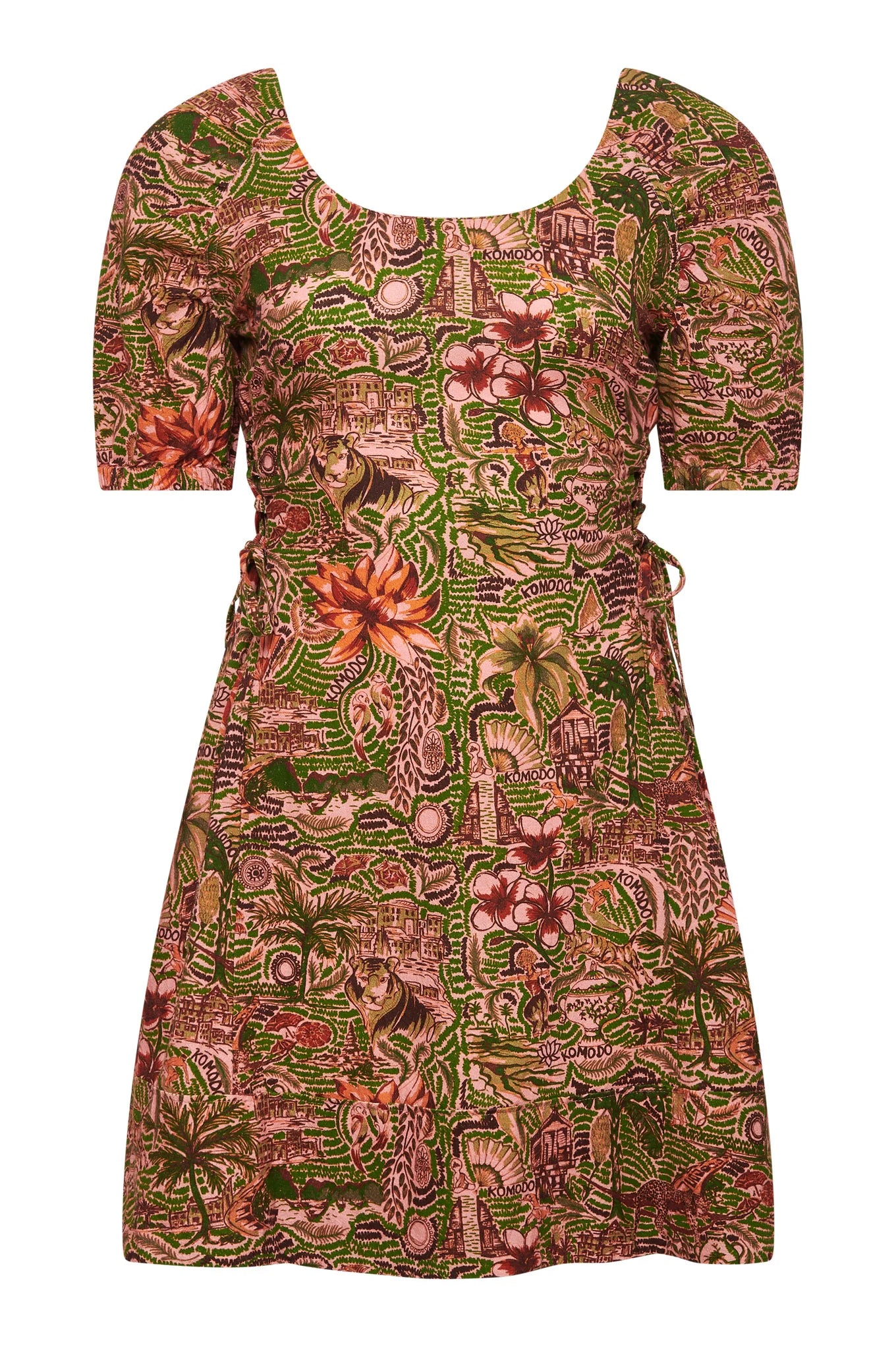 Komodo Bali Tropical Print Organic Cotton Dress Pink