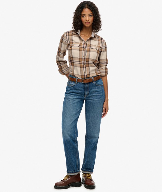 Superdry Lumberjack Check Flannel Shirt Beige/Cream Check