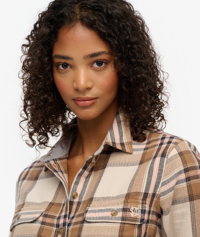 Superdry Lumberjack Check Flannel Shirt Beige/Cream Check