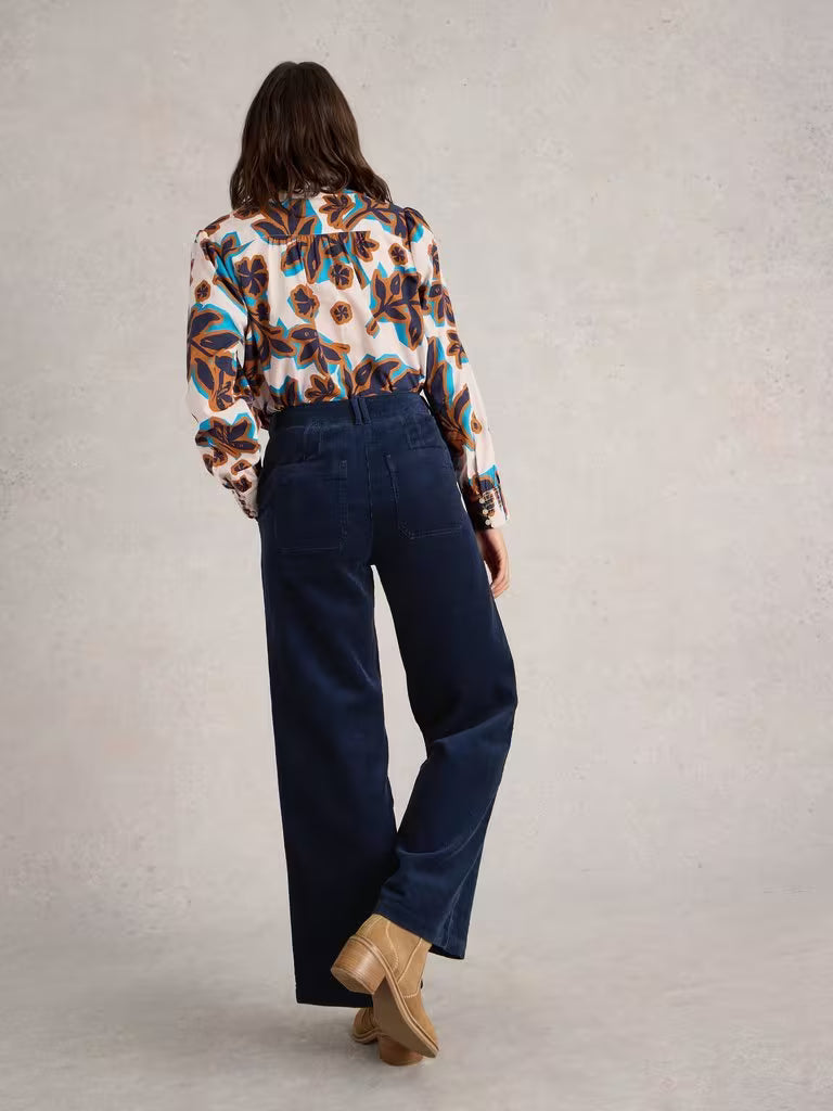White Stuff Belle Cord Wide Leg Trouser Dark Navy