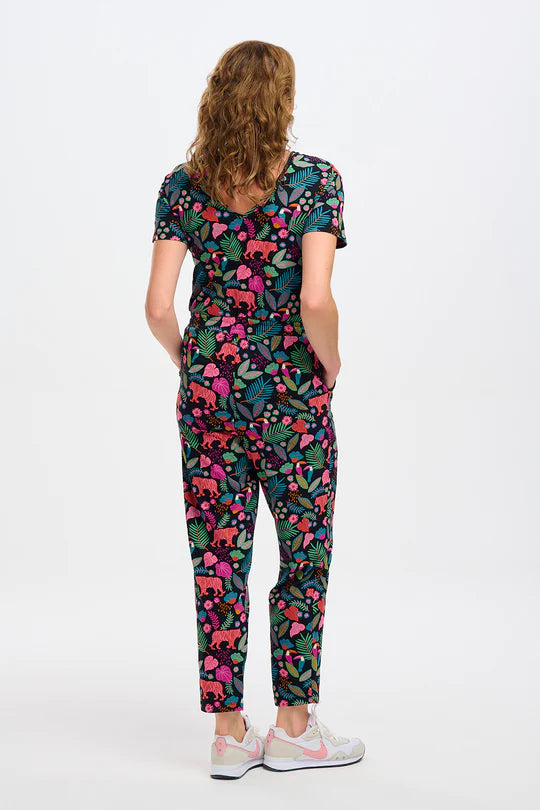 Sugarhill Brighton Bianca Jersey Jumpsuit Black Tigers & Toucans