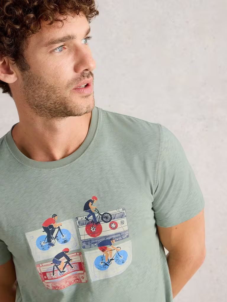 White Stuff Abersoch Short Sleeve Tee Green Print