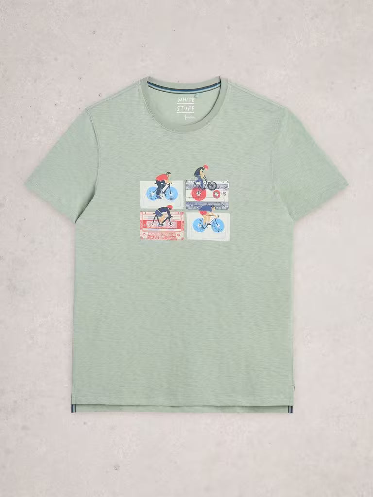 White Stuff Abersoch Short Sleeve Tee Green Print