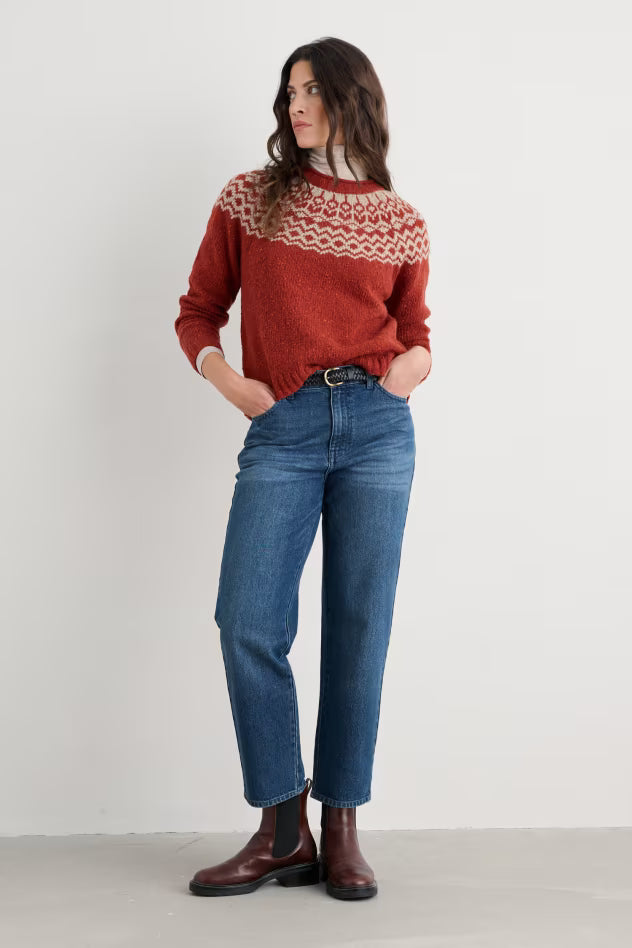Seasalt Port Kinnis Jumper Merino Wag Tail Red Sail Birch Mix