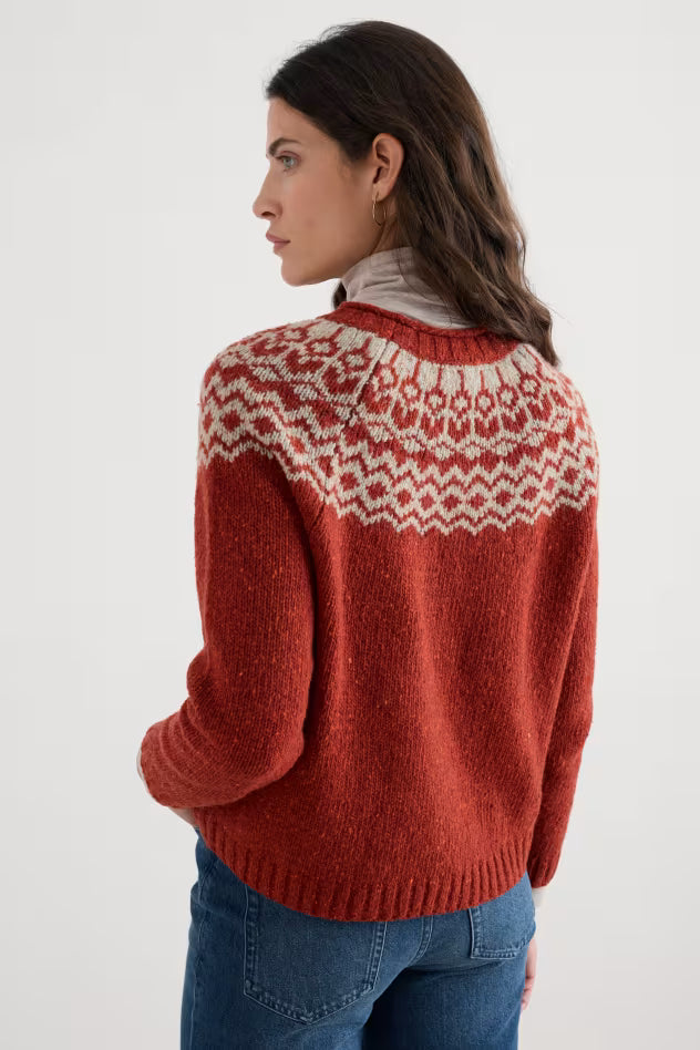 Seasalt Port Kinnis Jumper Merino Wag Tail Red Sail Birch Mix