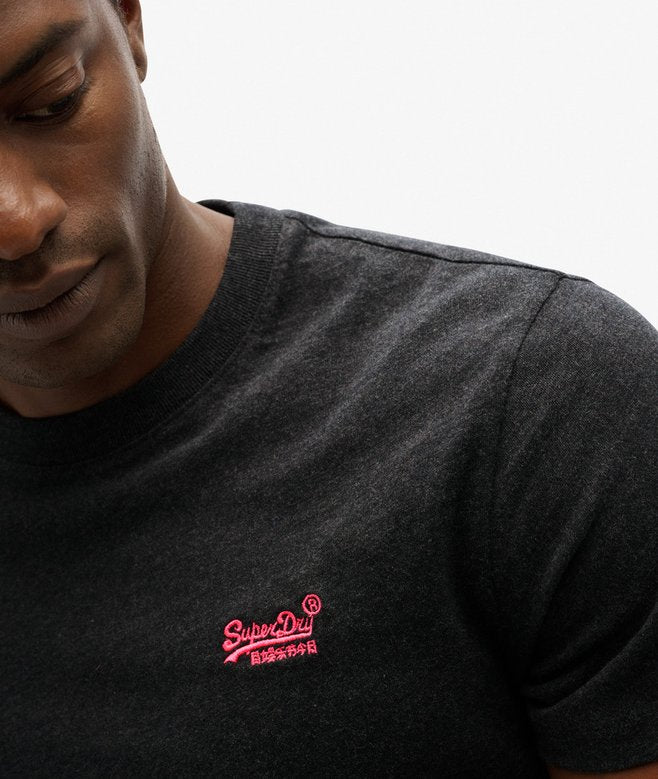 Superdry Organic Cotton Essential Logo T-Shirt Raven Black Marl/Pink