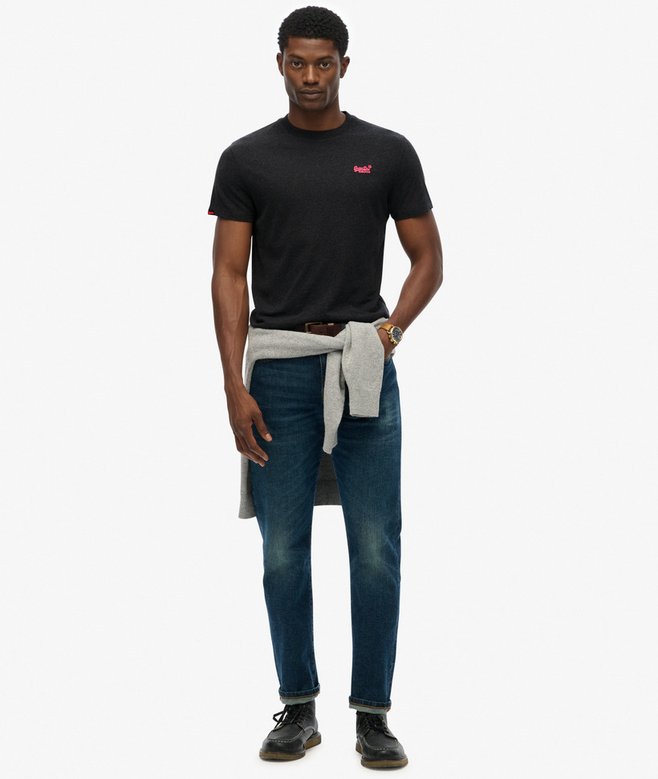 Superdry Organic Cotton Essential Logo T-Shirt Raven Black Marl/Pink