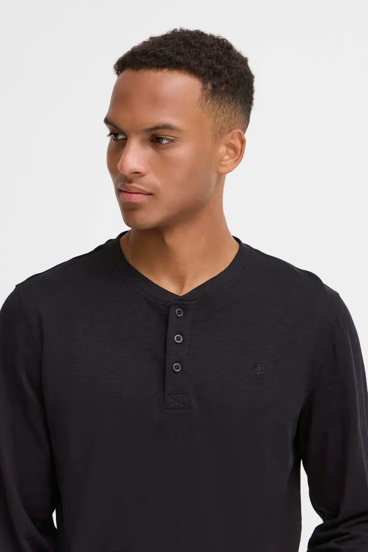 Blend Grandad Long Sleeve Top Black Beauty