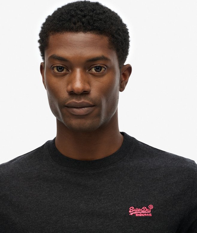 Superdry Organic Cotton Essential Logo T-Shirt Raven Black Marl/Pink