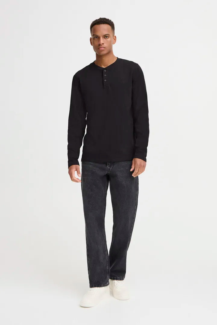 Blend Grandad Long Sleeve Top Black Beauty