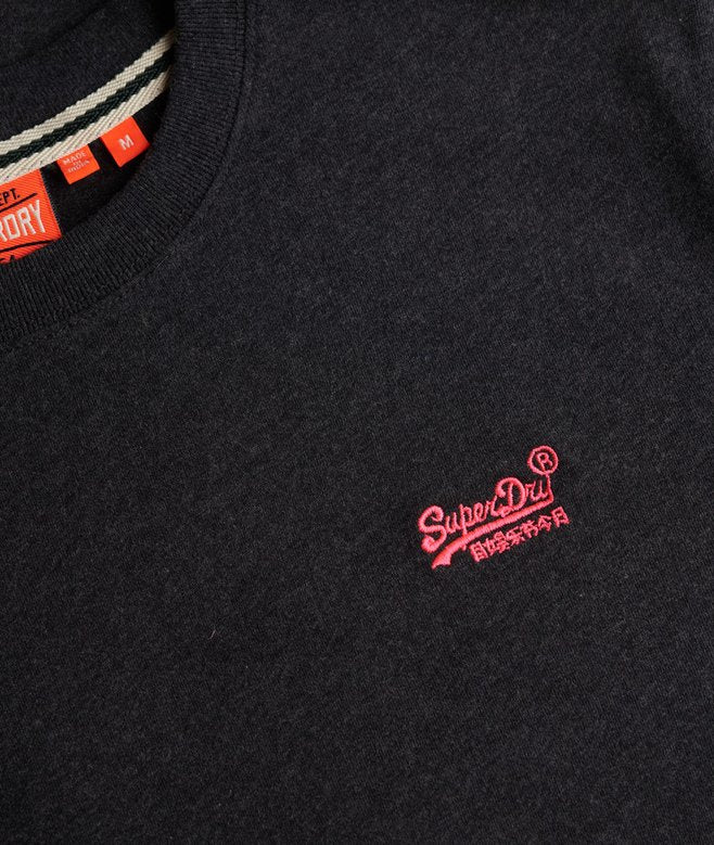 Superdry Organic Cotton Essential Logo T-Shirt Raven Black Marl/Pink