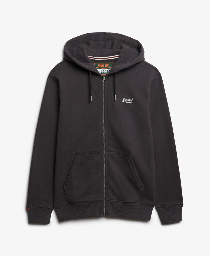 Superdry Essential Logo Half Brushed Zip Hoodie Carbon Black