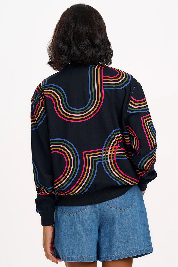 Sugarhill Brighton Bobbi Bomber Jacket Black Retro Racer