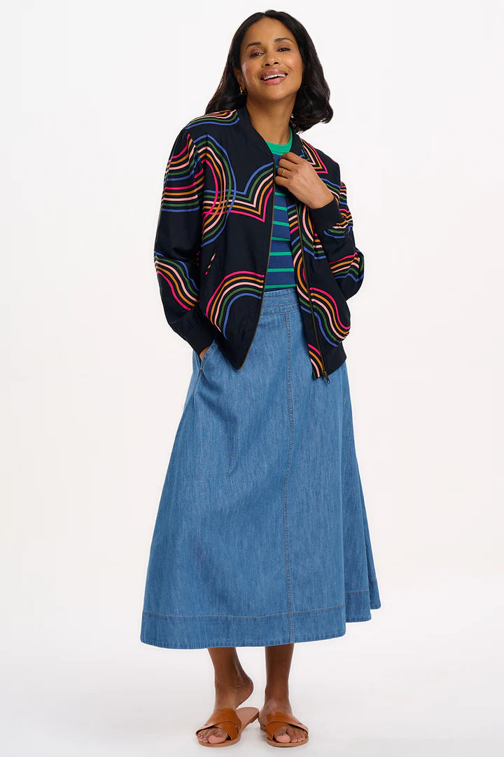 Sugarhill Brighton Bobbi Bomber Jacket Black Retro Racer