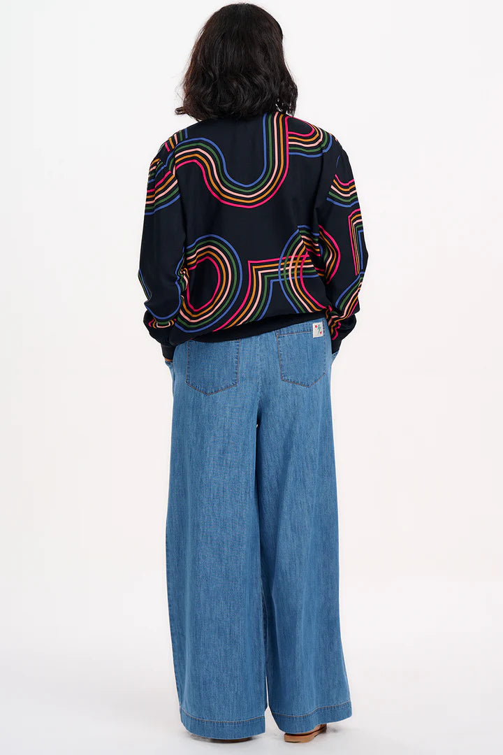 Sugarhill Brighton Bobbi Bomber Jacket Black Retro Racer
