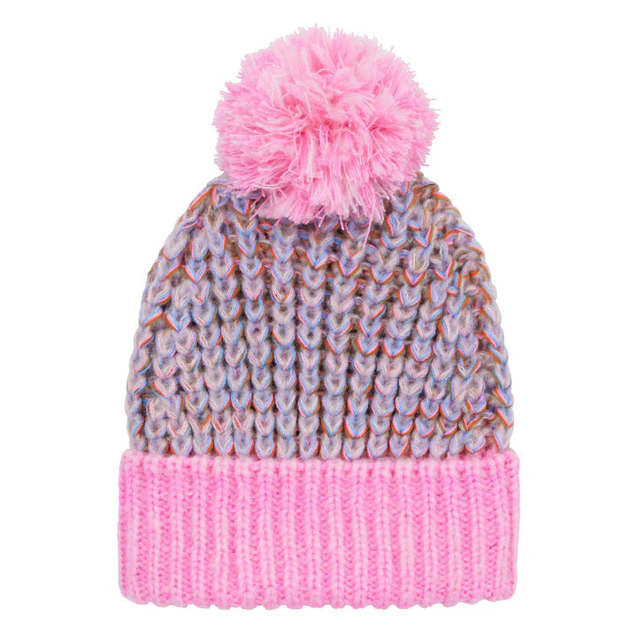 Cara & The Sky Lolly Hat Twist Bobble Pink Beanie
