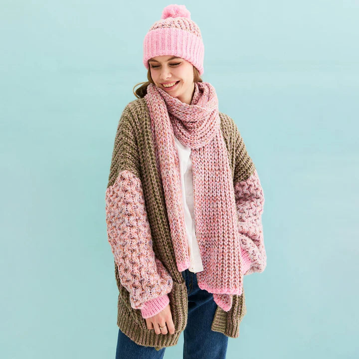Cara & The Sky Lolly Hat Twist Bobble Pink Beanie