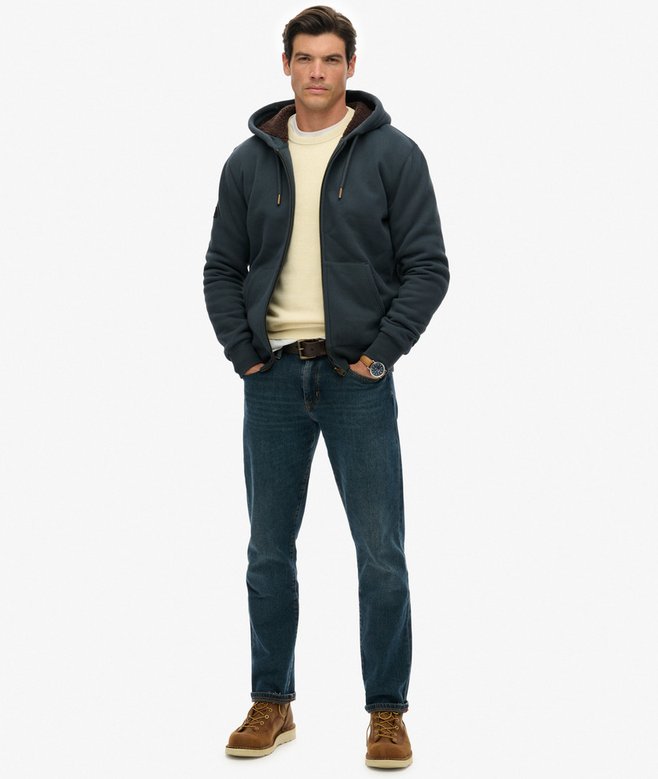 Superdry Borg Lined Zip Hoodie Dark Graphite Grey