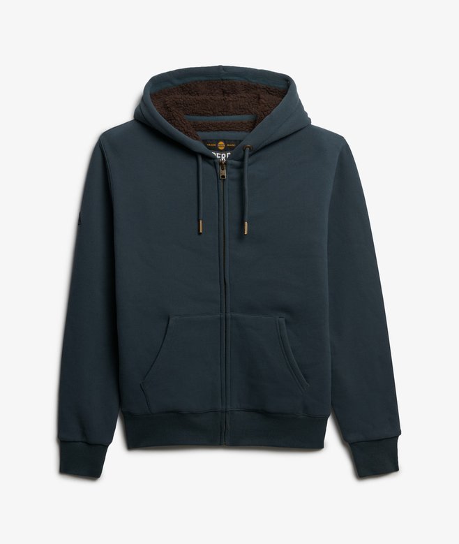 Superdry Borg Lined Zip Hoodie Dark Graphite Grey