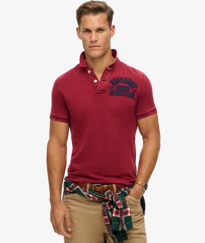 Superdry Vintage Athletic Polo Shirt Rich Burgundy