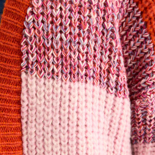 Cara & The Sky Janie Oversized Chunky Stripe Cardigan Orange