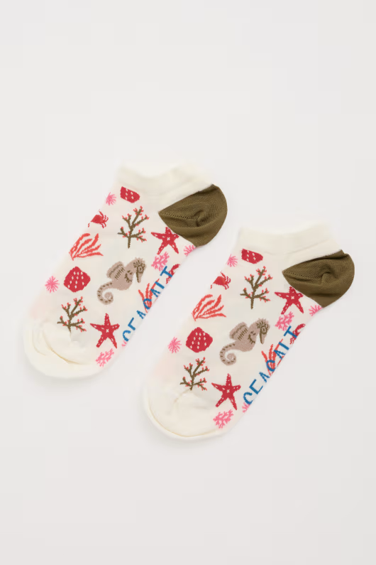 Seasalt Women's Arty Trainer Socks Starfish Sea Chalk