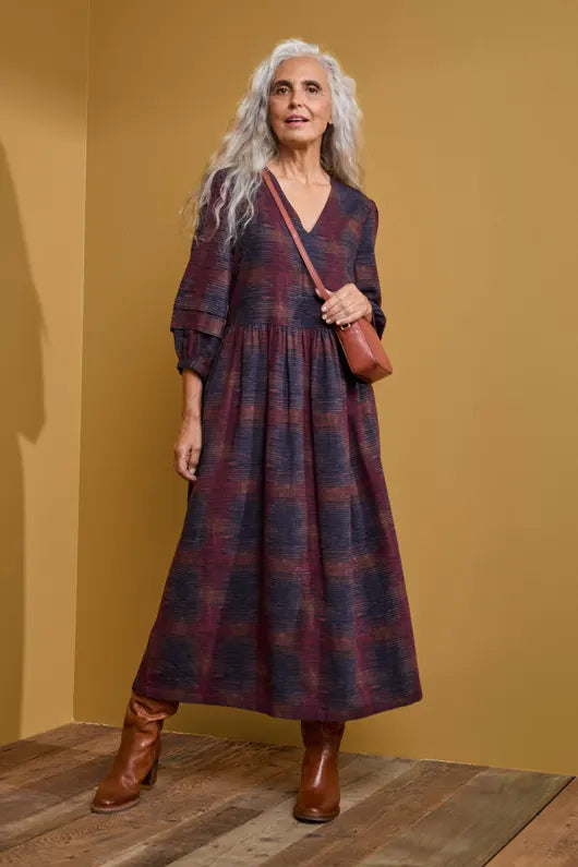 Seasalt Sea Line Midi Dress Contour Lines Dark Chard
