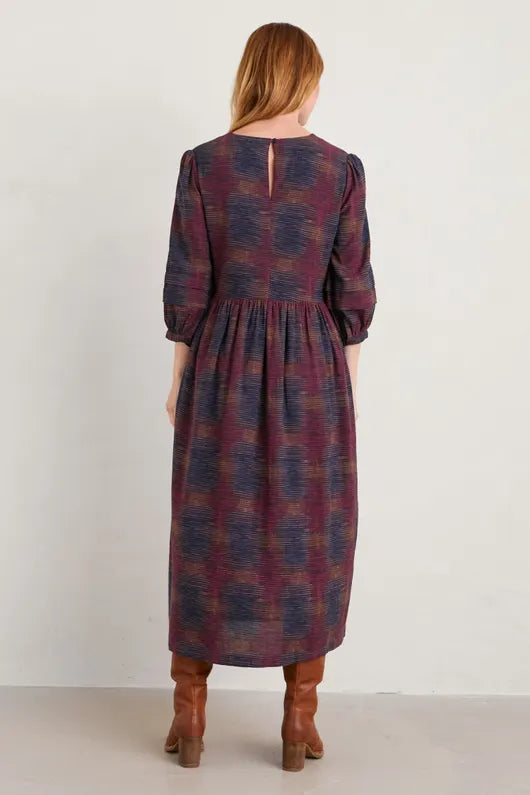 Seasalt Sea Line Midi Dress Contour Lines Dark Chard