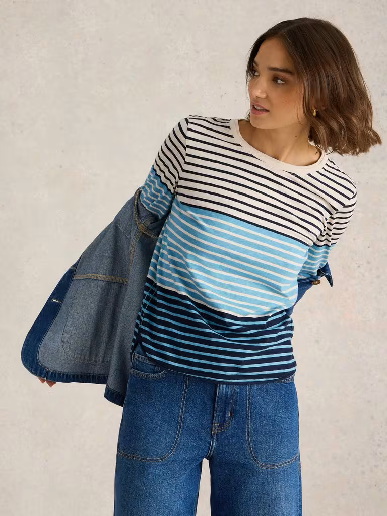 White Stuff Crew Neck Clara Tee Blue Multi
