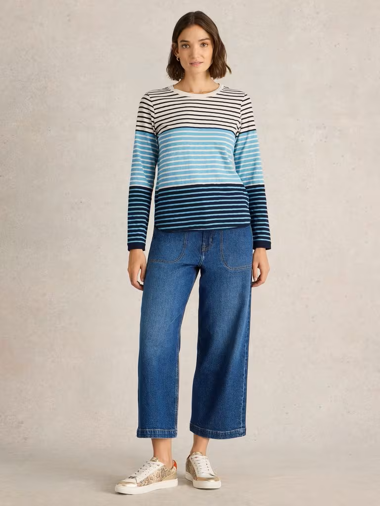 White Stuff Crew Neck Clara Tee Blue Multi