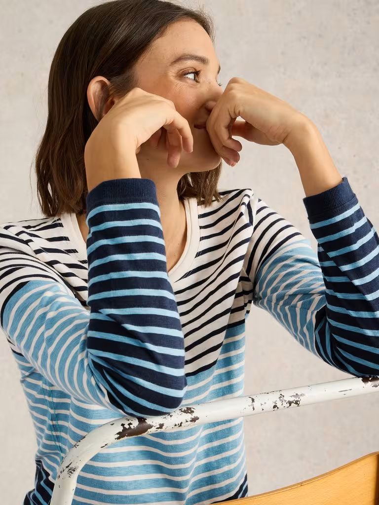 White Stuff Crew Neck Clara Tee Blue Multi