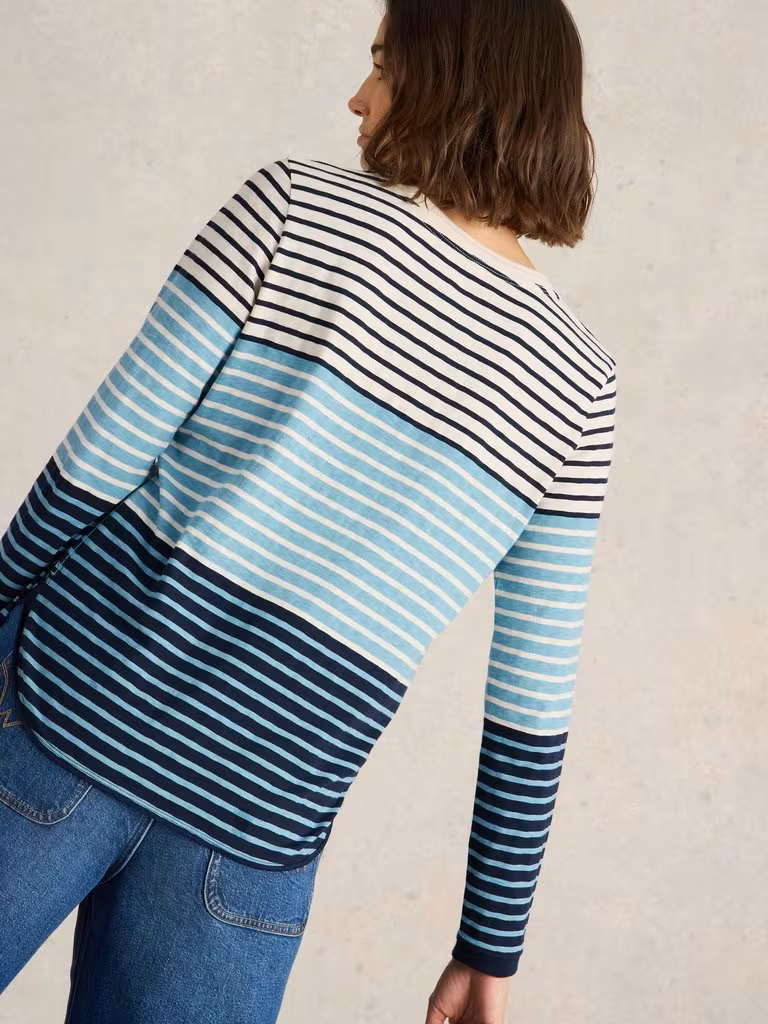 White Stuff Crew Neck Clara Tee Blue Multi
