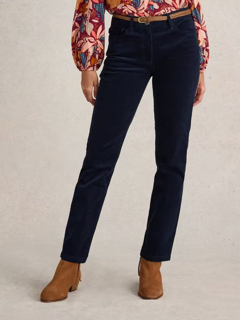 White Stuff Brooke Cord Straight Trousers Dark Navy
