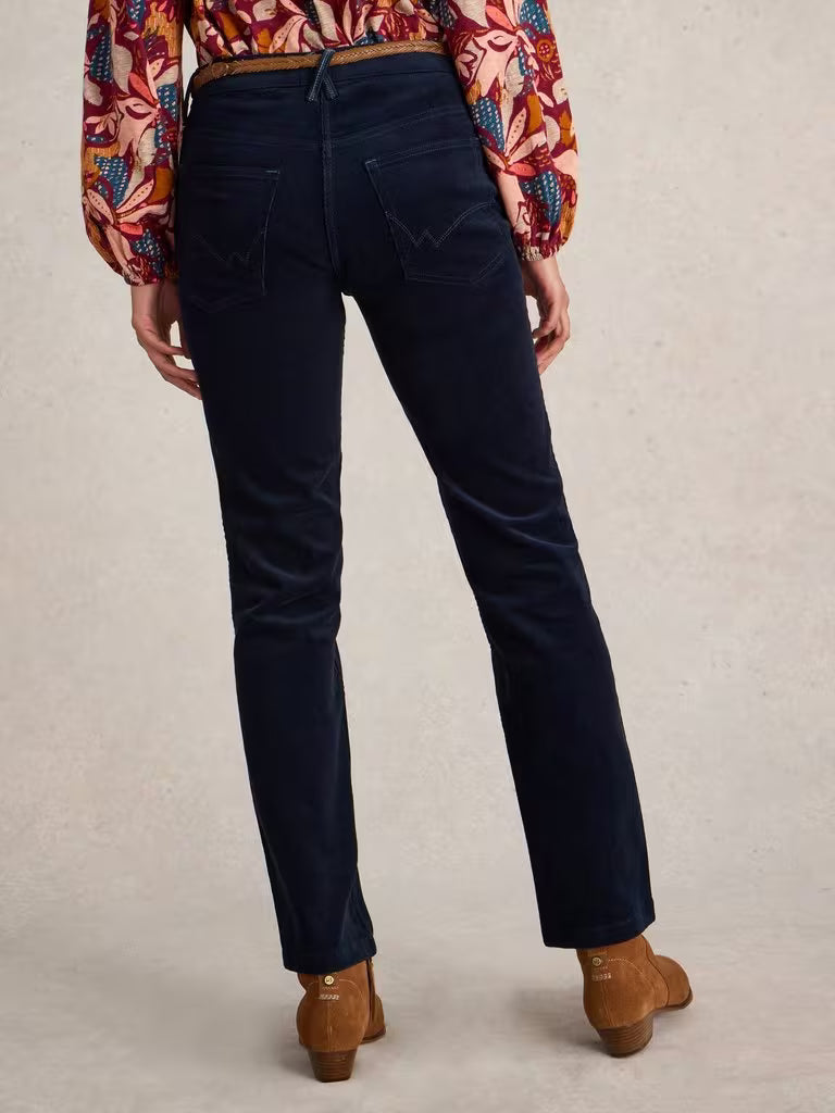 White Stuff Brooke Cord Straight Trousers Dark Navy