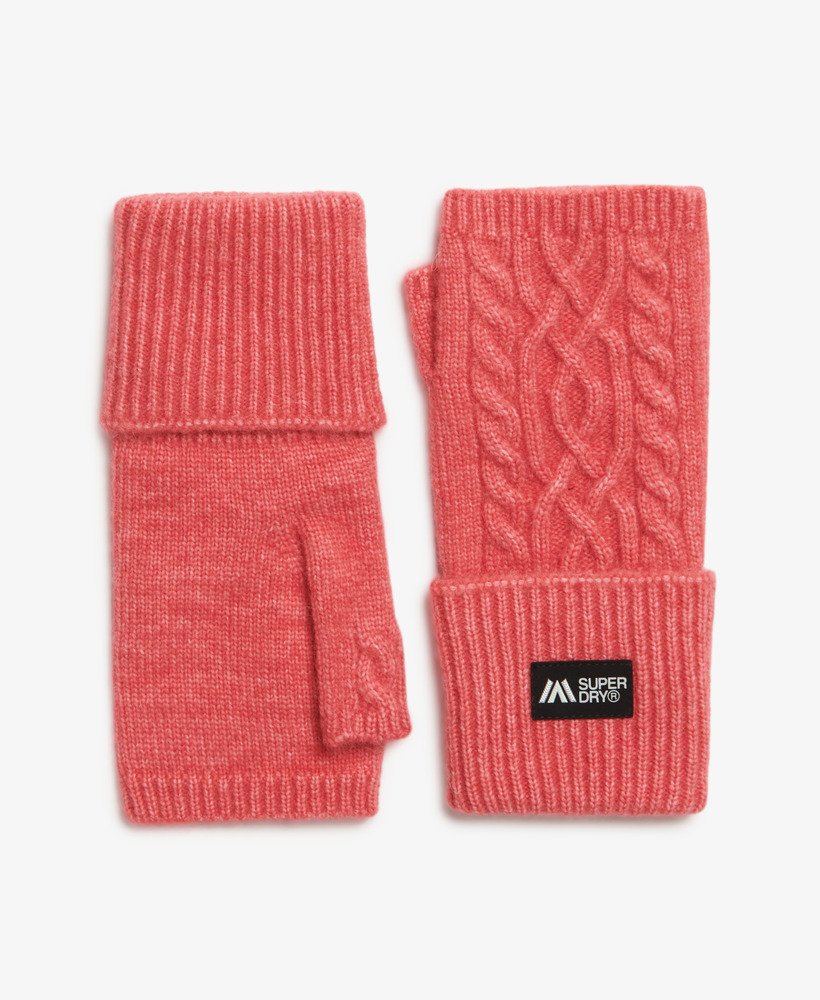 Superdry Cable Luxe Handwarmer Gloves Cord Pink