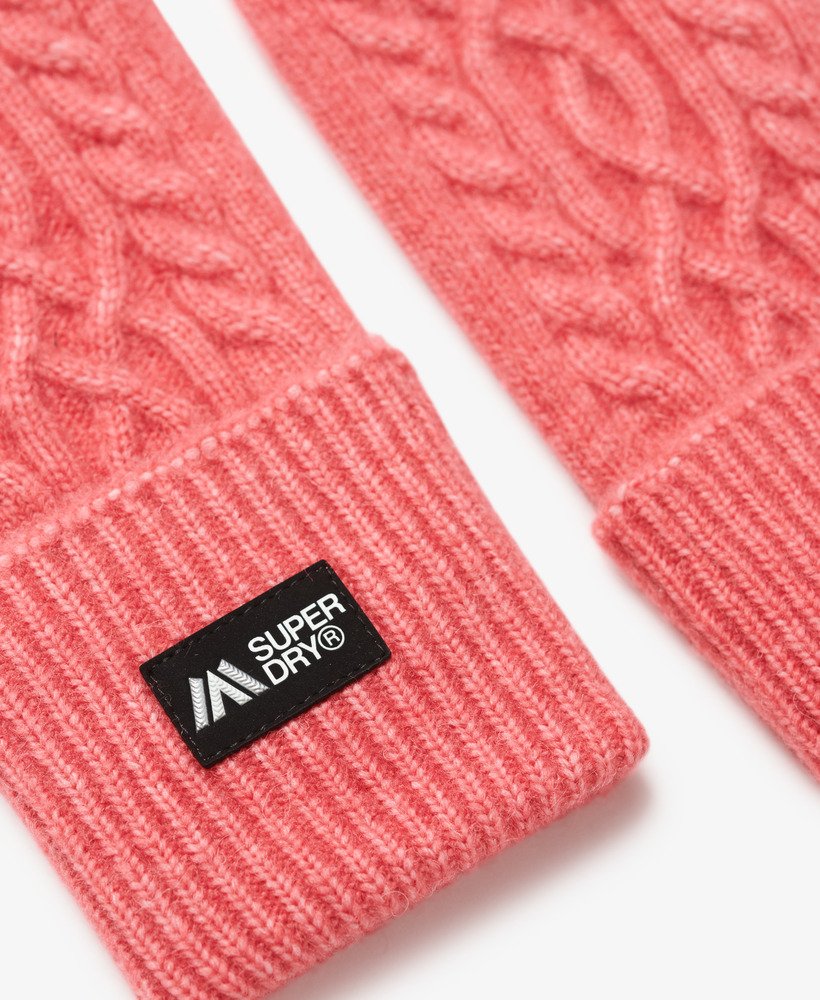 Superdry Cable Luxe Handwarmer Gloves Cord Pink