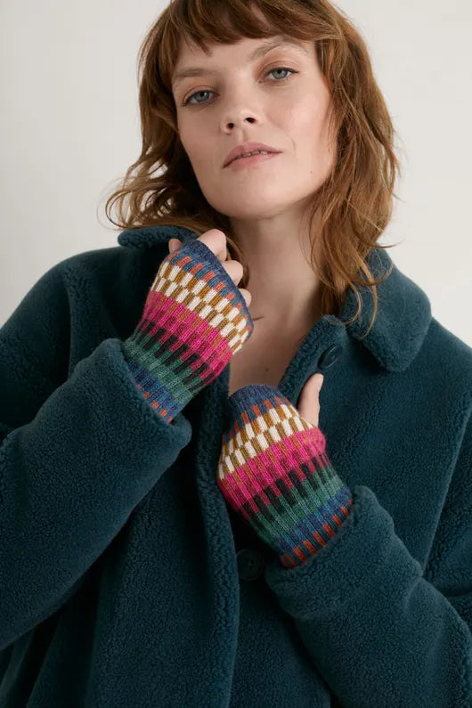 Seasalt Malva Fingerless Mittens Croquet Multi