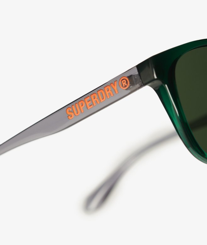 Superdry Round Frame Sunglasses Crystal Green/ Green Lens
