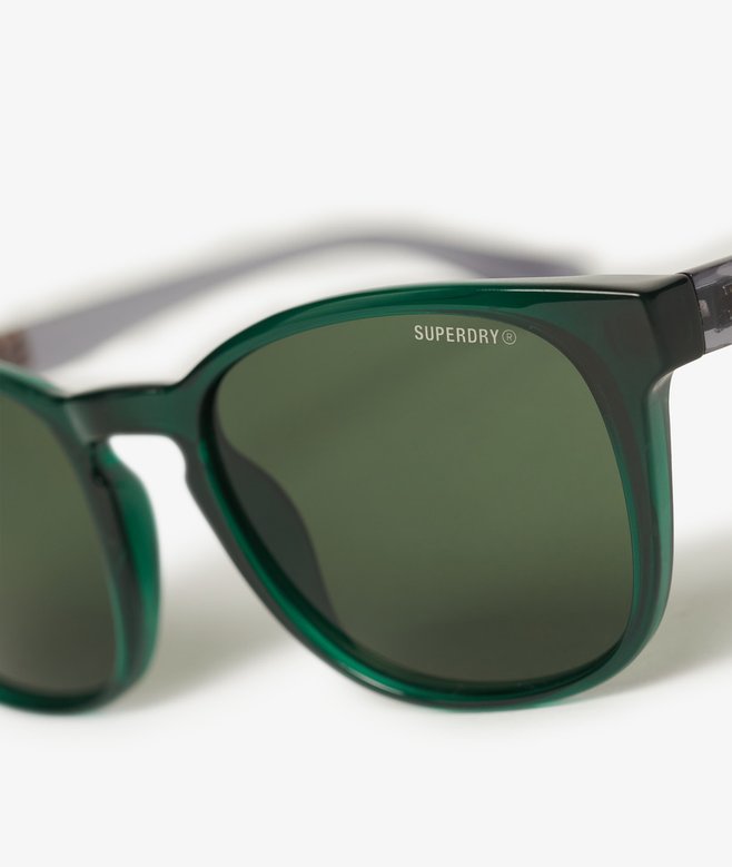 Superdry Round Frame Sunglasses Crystal Green/ Green Lens