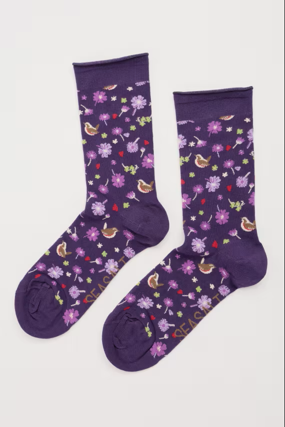 Seasalt Women's Arty Organic Cotton Socks Kimbrell Damson