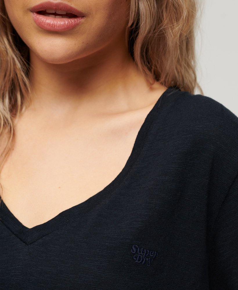 Superdry Studio Slub Embroidered V-Neck T-Shirt Eclipse Navy