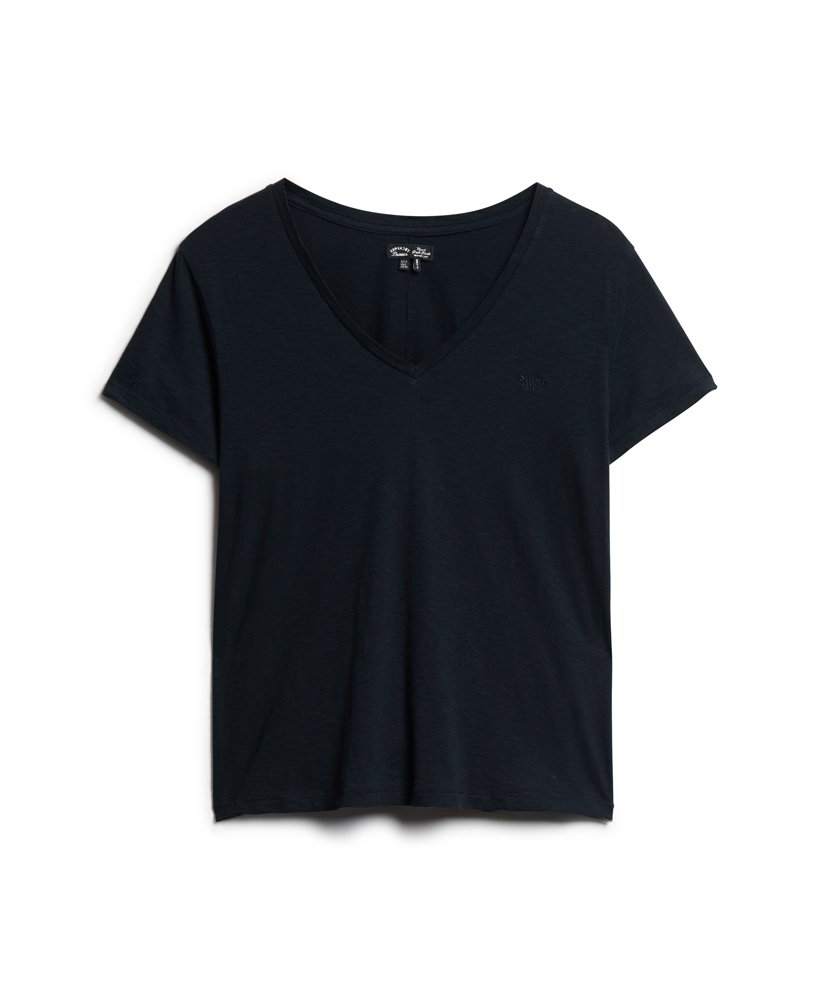 Superdry Studio Slub Embroidered V-Neck T-Shirt Eclipse Navy