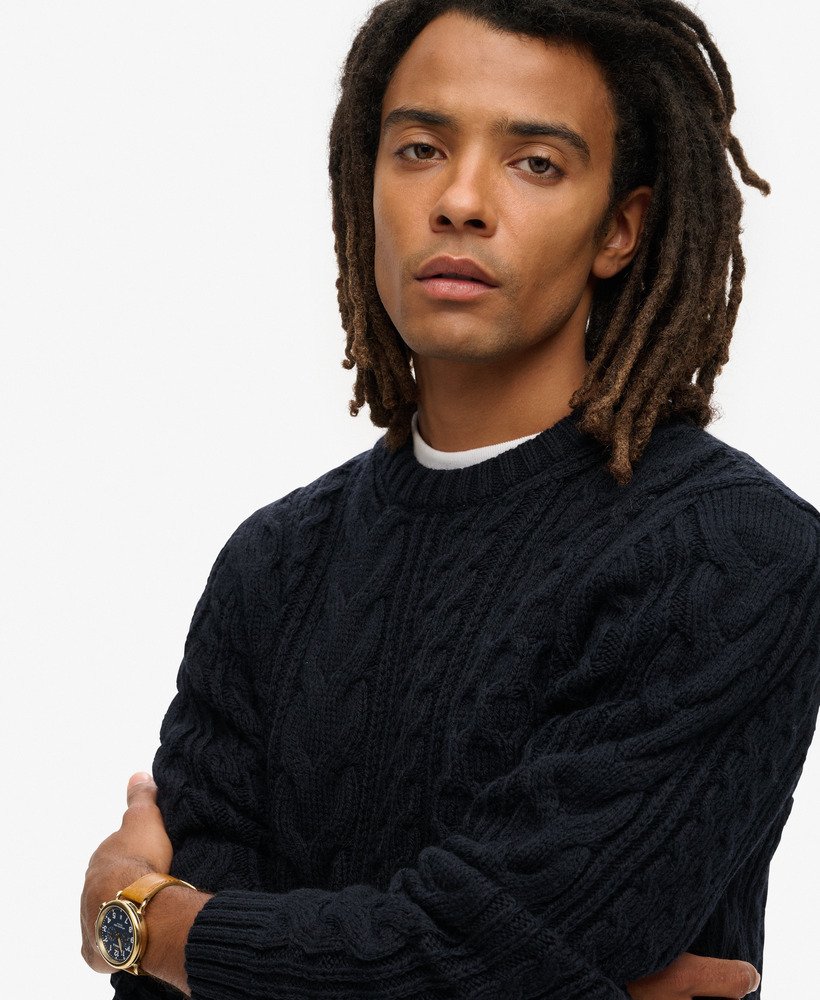 Superdry Jacob Cable Jumper Eclipse Navy